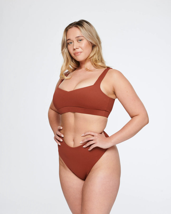 Ava Sweetheart Top in Burnt Red