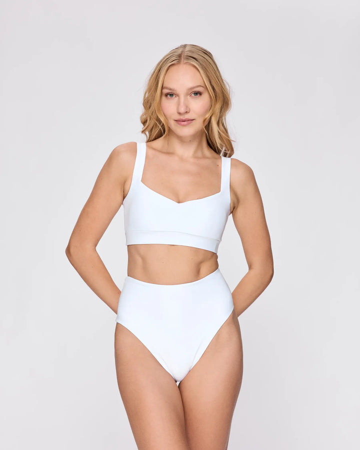 High Waist Bikini Bottom in White