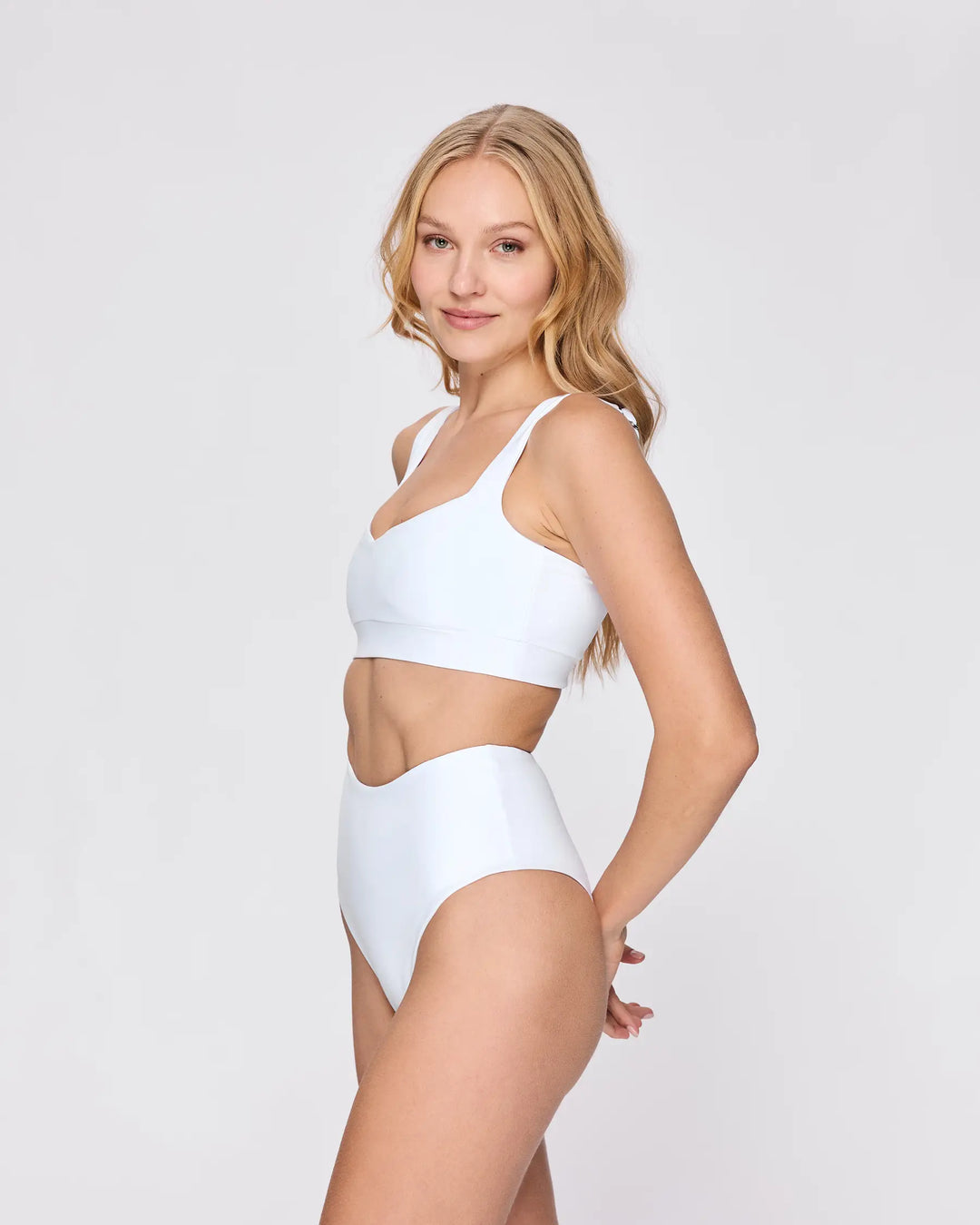 High Waist Bikini Bottom in White