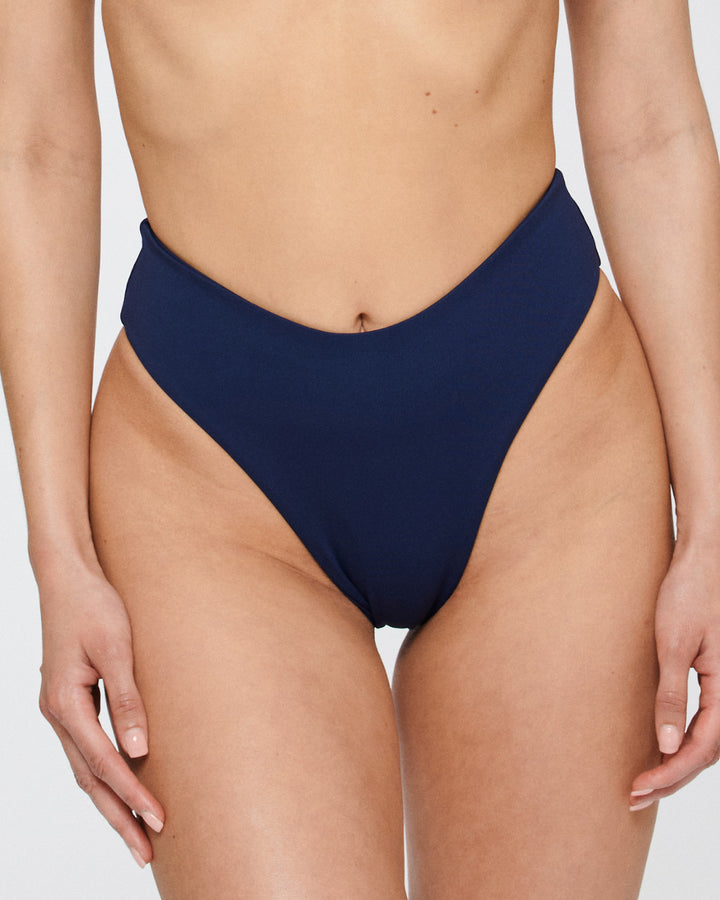 Picture of a Mid Waist Bikini Bottom in Navy Blue