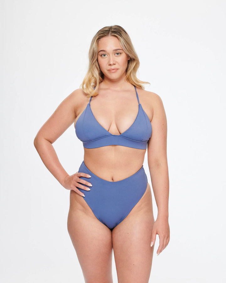 Ava High Waist Bottom in Dusty Blue