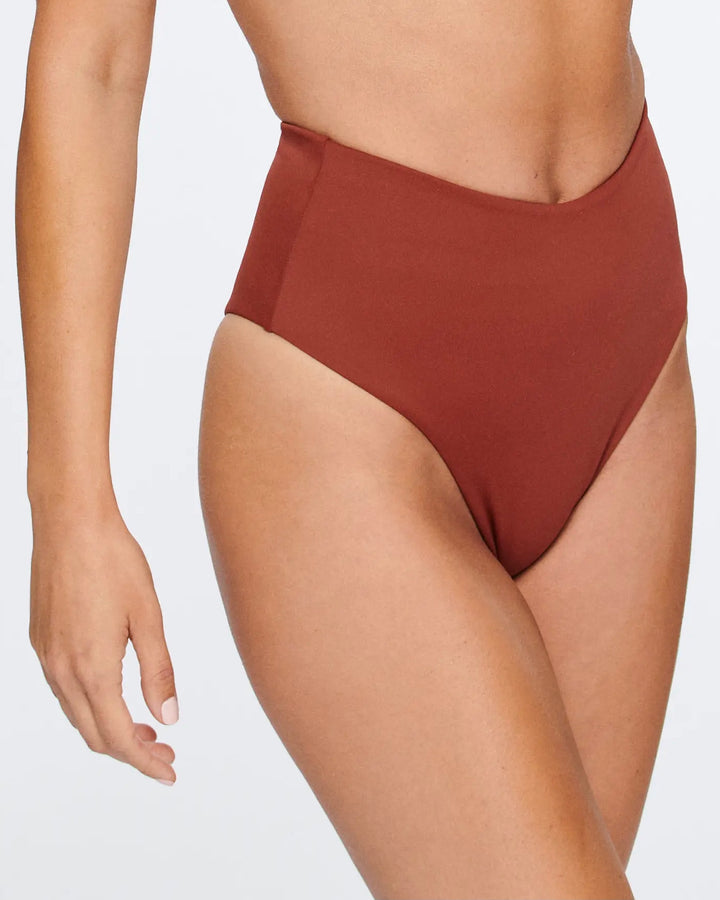 Ava High Waist Bottom in Burnt Red