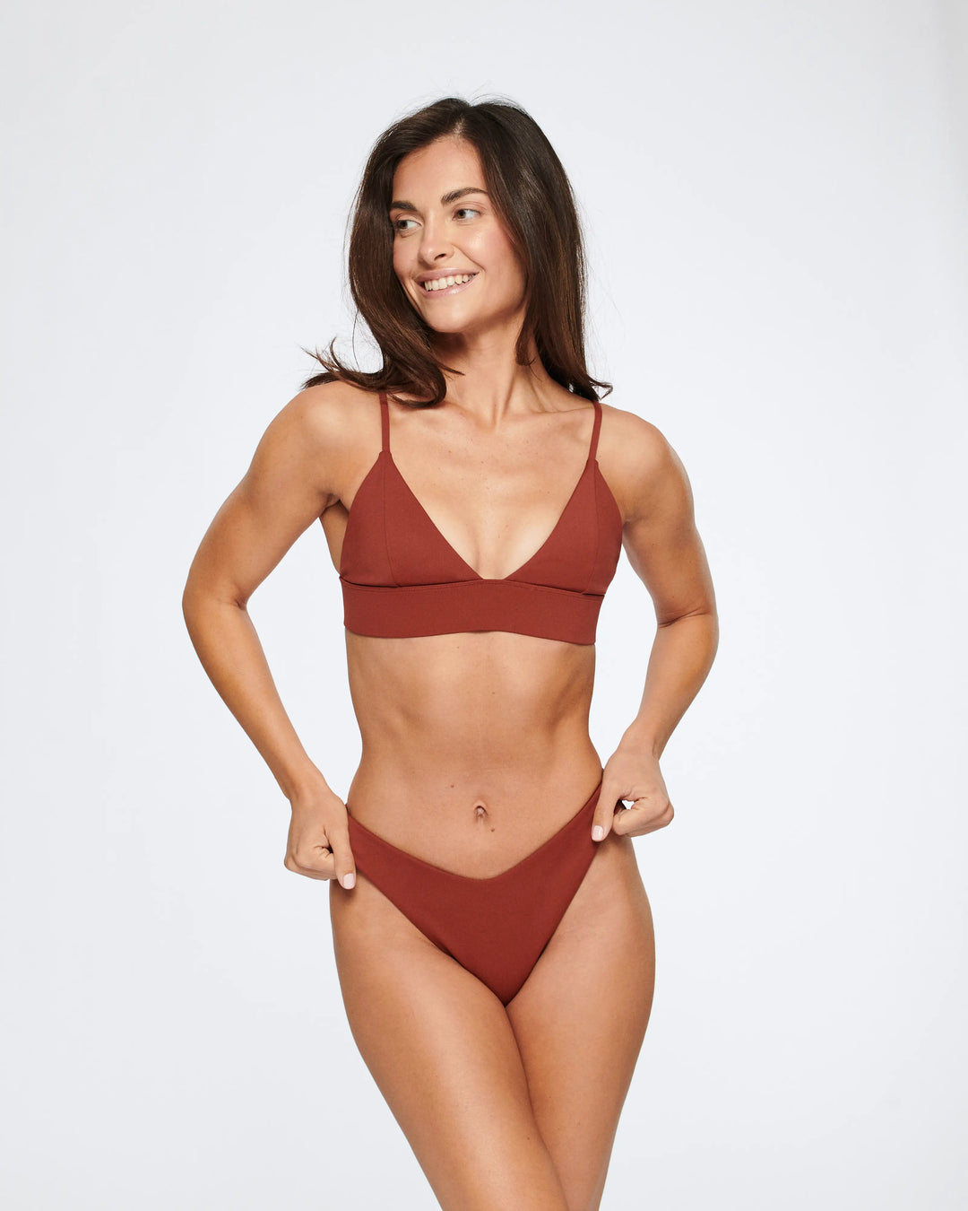 Ava V Bottom in Burnt Red