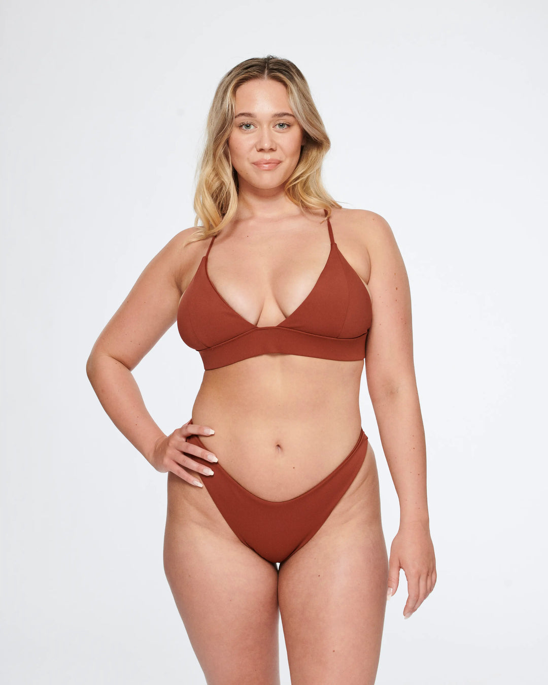 Ava V Bottom in Burnt Red