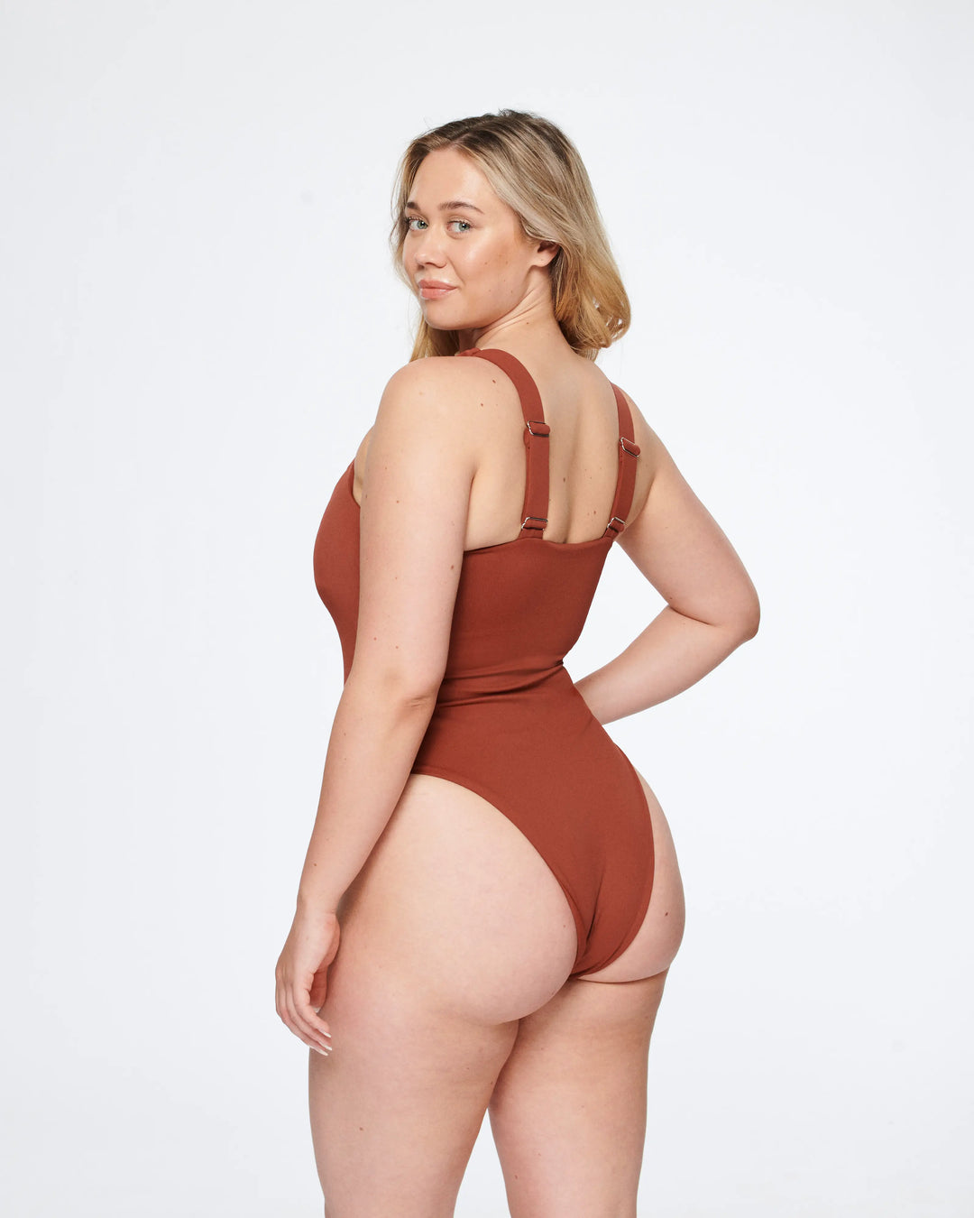 Ava Sweetheart One-Piece in Burnt Red