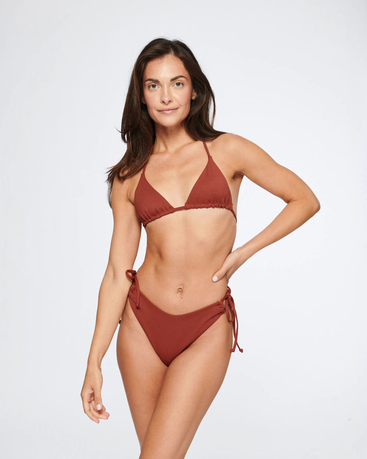 Ava Double Strap Bottom in Burnt Red