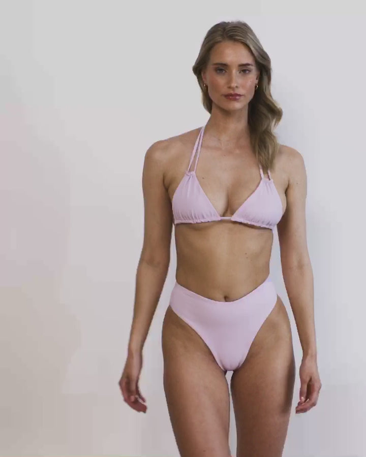 Video of a Reflective Bikini set in Pink