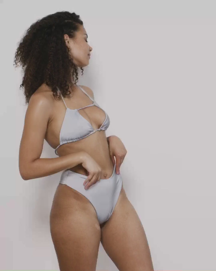 Video of a Reflective Bikini set in Silver